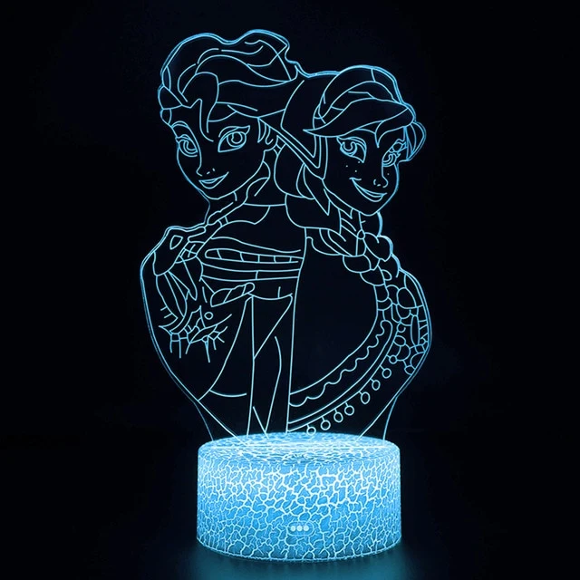 Elsa Die Eiskönigin Nachtlicht, 3D Lampe, Nachtlampe mit Farbwechsel