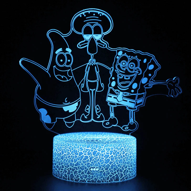 SpongeBob Schwammkopf Nachtlicht, Lampe mit 3D Effekt und Farbwechsel Tischlicht