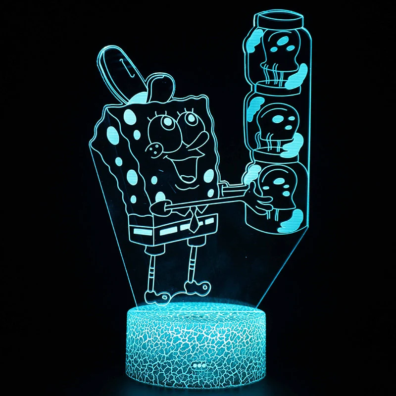 SpongeBob Schwammkopf Nachtlicht, Lampe mit 3D Effekt und Farbwechsel Tischlicht