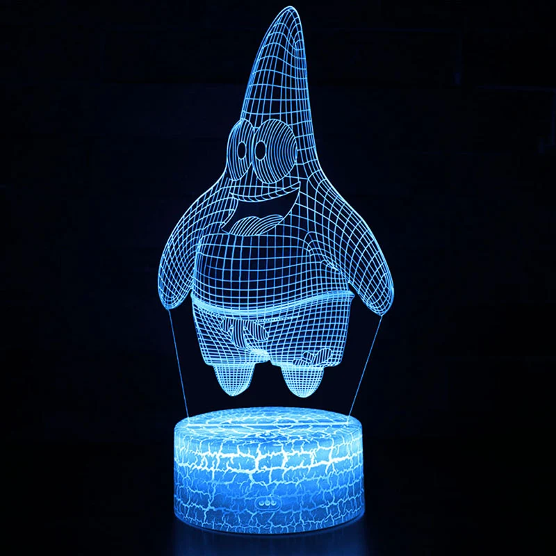 SpongeBob Schwammkopf Nachtlicht, Lampe mit 3D Effekt und Farbwechsel Tischlicht