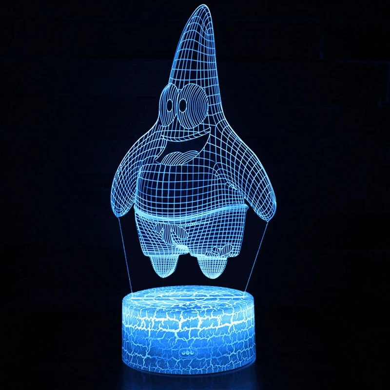 SpongeBob Schwammkopf Nachtlicht, Lampe mit 3D Effekt und Farbwechsel Tischlicht