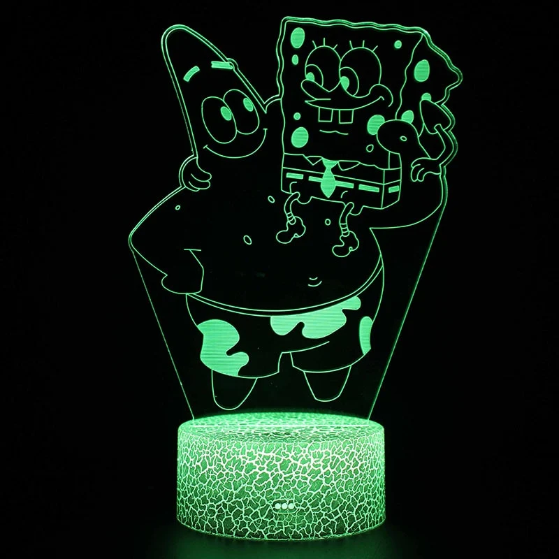 SpongeBob Schwammkopf Nachtlicht, Lampe mit 3D Effekt und Farbwechsel Tischlicht