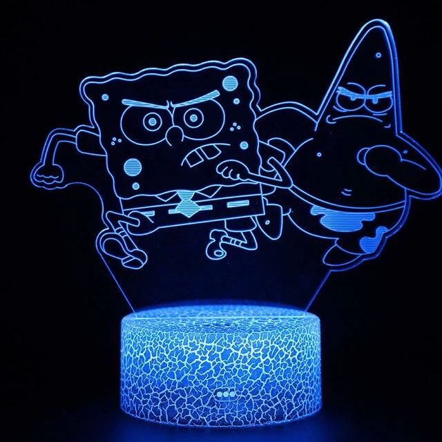 SpongeBob Schwammkopf Nachtlicht, Lampe mit 3D Effekt und Farbwechsel Tischlicht