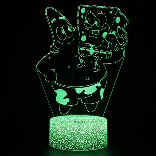 SpongeBob Schwammkopf Nachtlicht, Lampe mit 3D Effekt und Farbwechsel Tischlicht