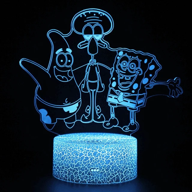 SpongeBob Schwammkopf Nachtlicht, Lampe mit 3D Effekt und Farbwechsel Tischlicht