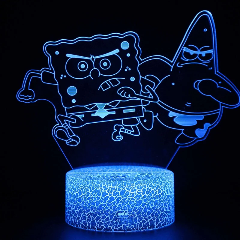 SpongeBob Schwammkopf Nachtlicht, Lampe mit 3D Effekt und Farbwechsel Tischlicht