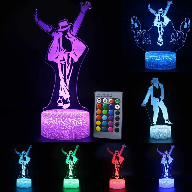 Nachtlampe mit Michael Jackson / Tänzer Motiv - mit Farbwechsel und 3D Effekt