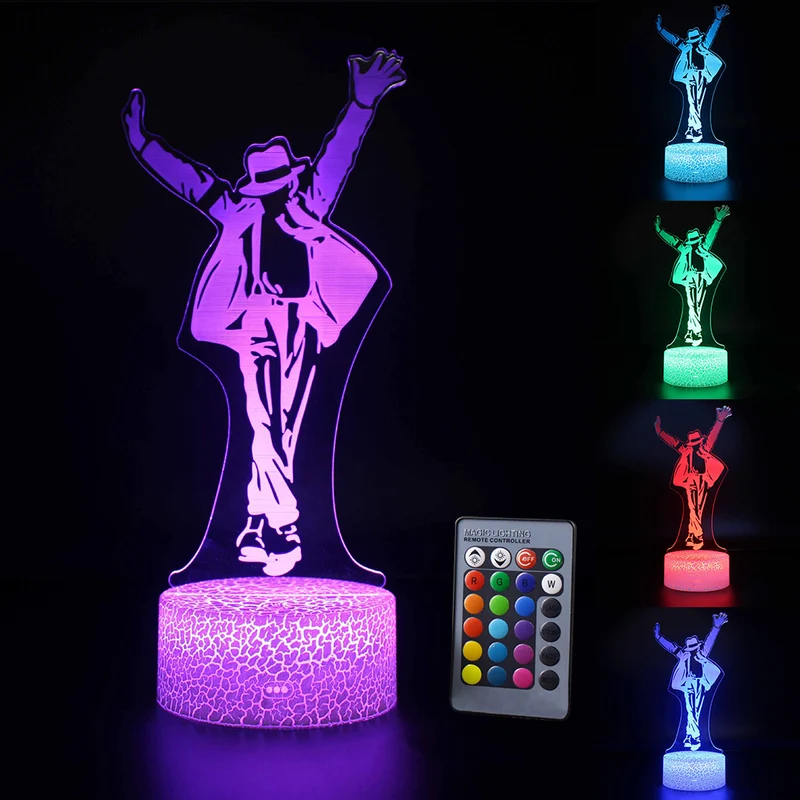 Nachtlampe mit Michael Jackson / Tänzer Motiv - mit Farbwechsel und 3D Effekt