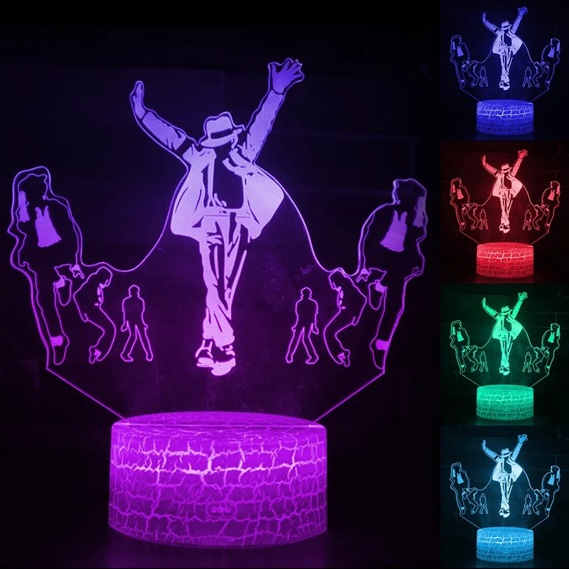 Nachtlampe mit Michael Jackson / Tänzer Motiv - mit Farbwechsel und 3D Effekt