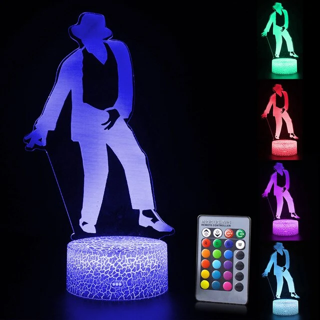 Nachtlampe mit Michael Jackson / Tänzer Motiv - mit Farbwechsel und 3D Effekt