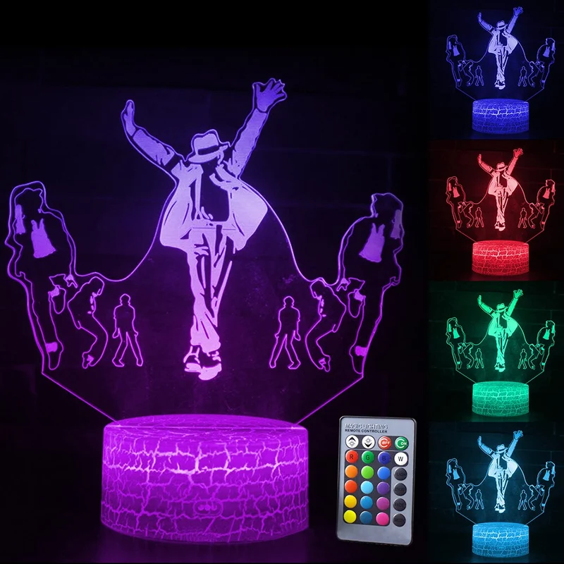 Nachtlampe mit Michael Jackson / Tänzer Motiv - mit Farbwechsel und 3D Effekt