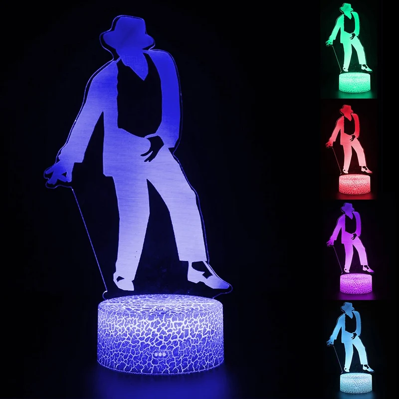Nachtlampe mit Michael Jackson / Tänzer Motiv - mit Farbwechsel und 3D Effekt