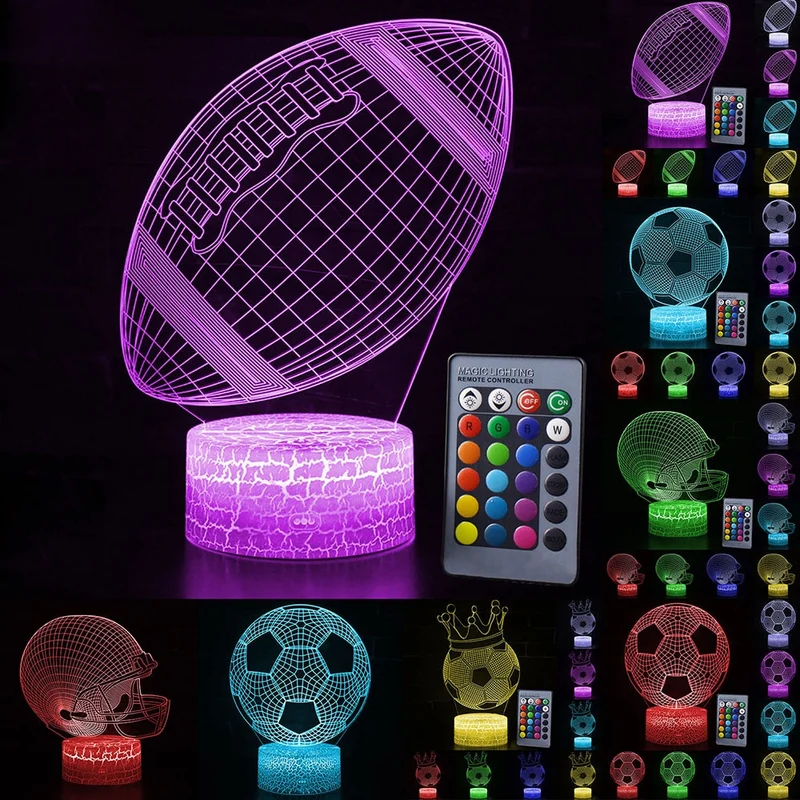 Fußball Lampe als Nachtlicht mit Farbwechsel und 3D Effekt