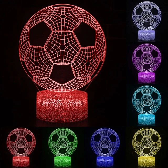 Fußball Lampe als Nachtlicht mit Farbwechsel und 3D Effekt