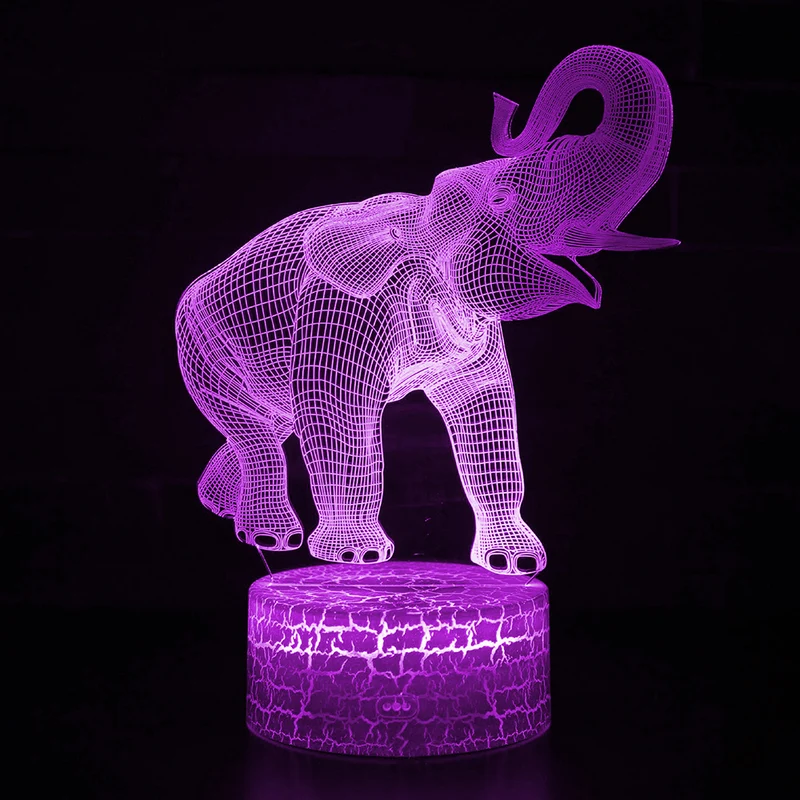 Nachtlampe mit Elefant Motiv und Farbwechsel - mit Fernbedienung