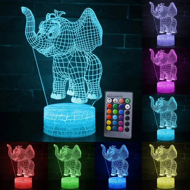 Nachtlampe mit Elefant Motiv und Farbwechsel - mit Fernbedienung