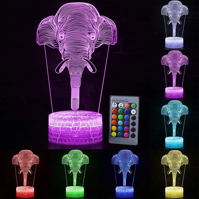 Nachtlampe mit Elefant Motiv und Farbwechsel - mit Fernbedienung
