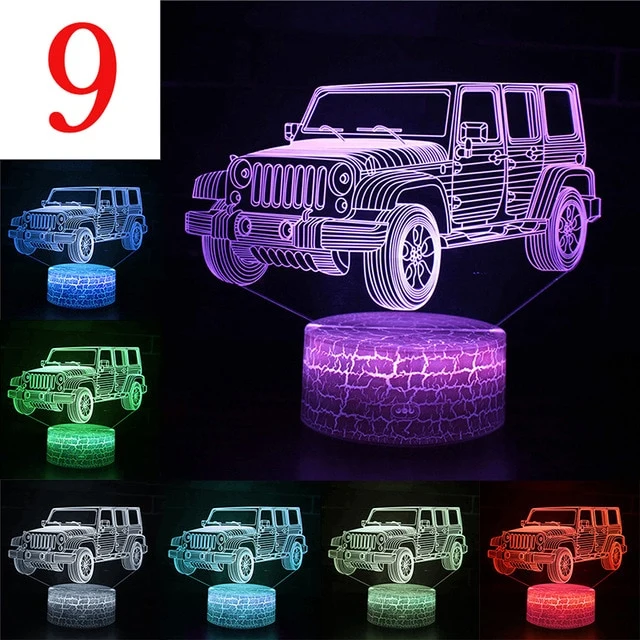 Bagger Nachtlicht, Lampe mit Bagger oder Auto Motiv 3D Effekt und Farbwechsel