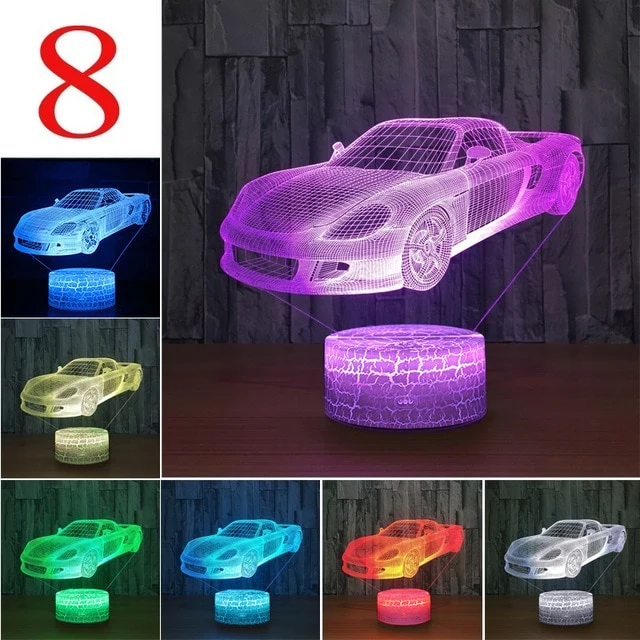 Bagger Nachtlicht, Lampe mit Bagger oder Auto Motiv 3D Effekt und Farbwechsel