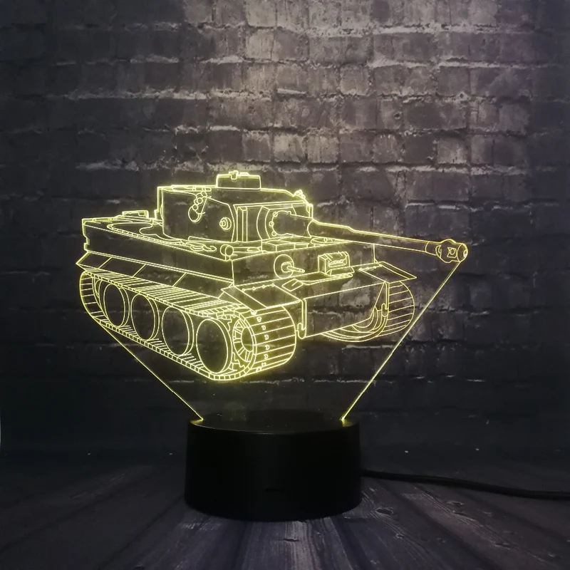 3D LED Lampe mit Panzer Motiv - Bis zu 7 Farben im Farbwechsel