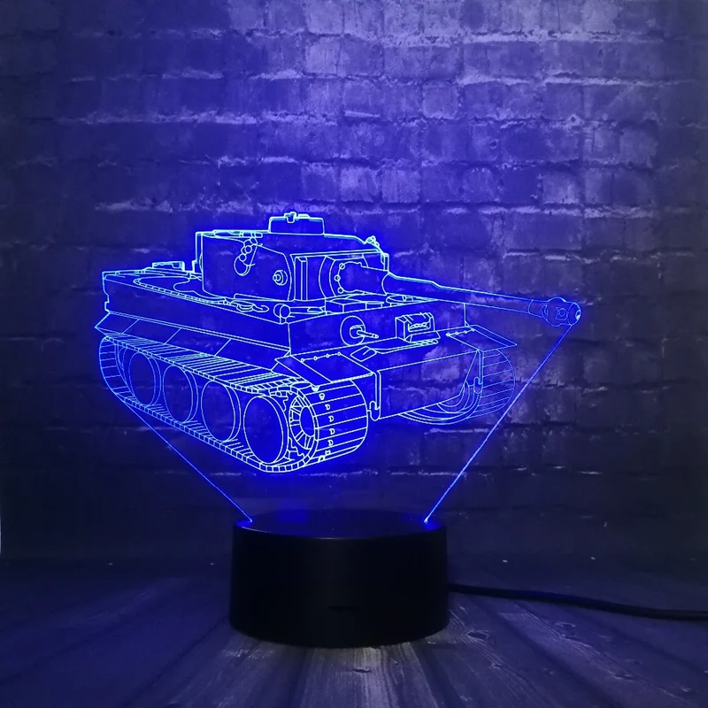 3D LED Lampe mit Panzer Motiv - Bis zu 7 Farben im Farbwechsel