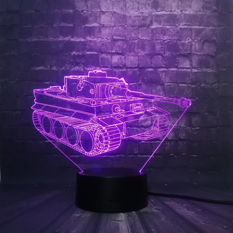 3D LED Lampe mit Panzer Motiv - Bis zu 7 Farben im Farbwechsel