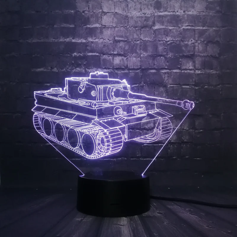 3D LED Lampe mit Panzer Motiv - Bis zu 7 Farben im Farbwechsel