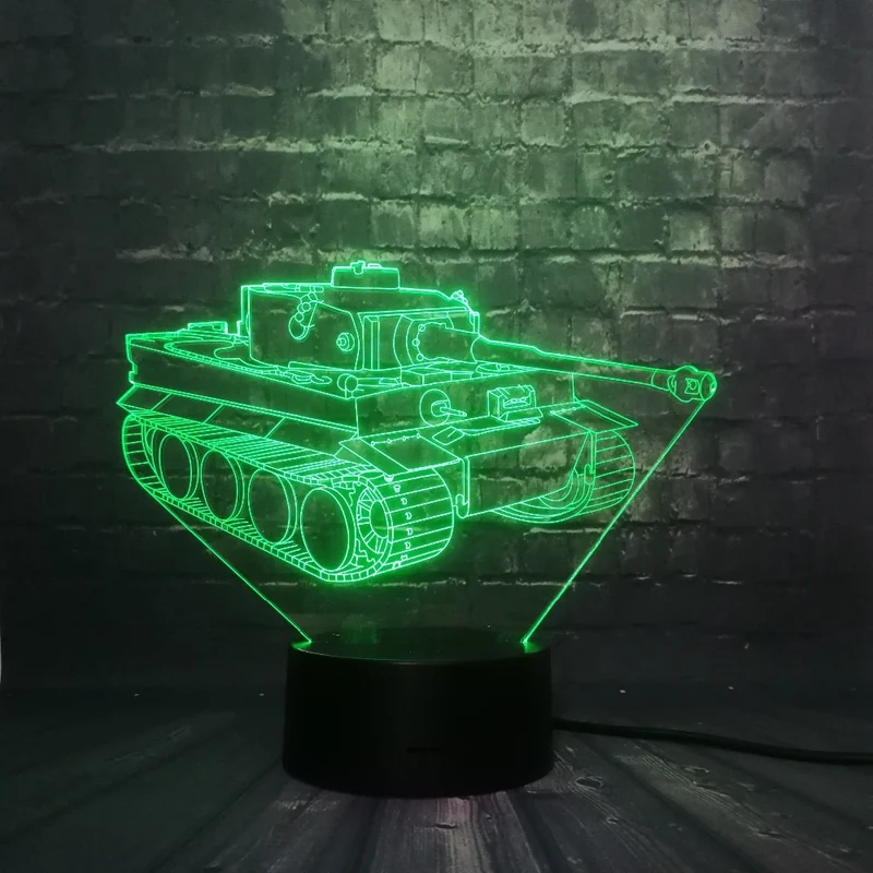3D LED Lampe mit Panzer Motiv - Bis zu 7 Farben im Farbwechsel