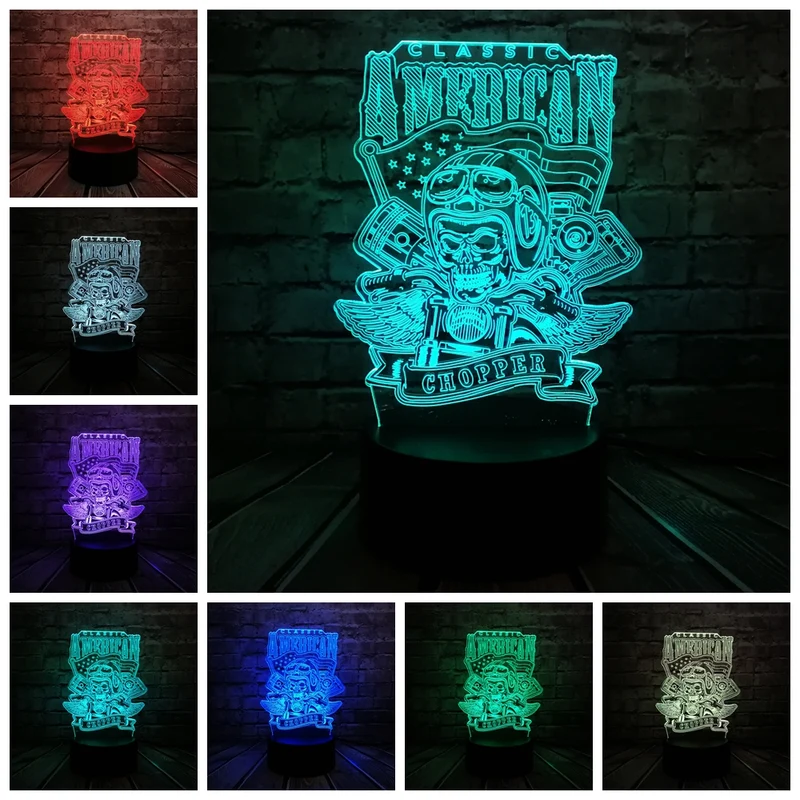 3D LED Lampe - American Chopper Motiv - Mit magischen Farbwechsel