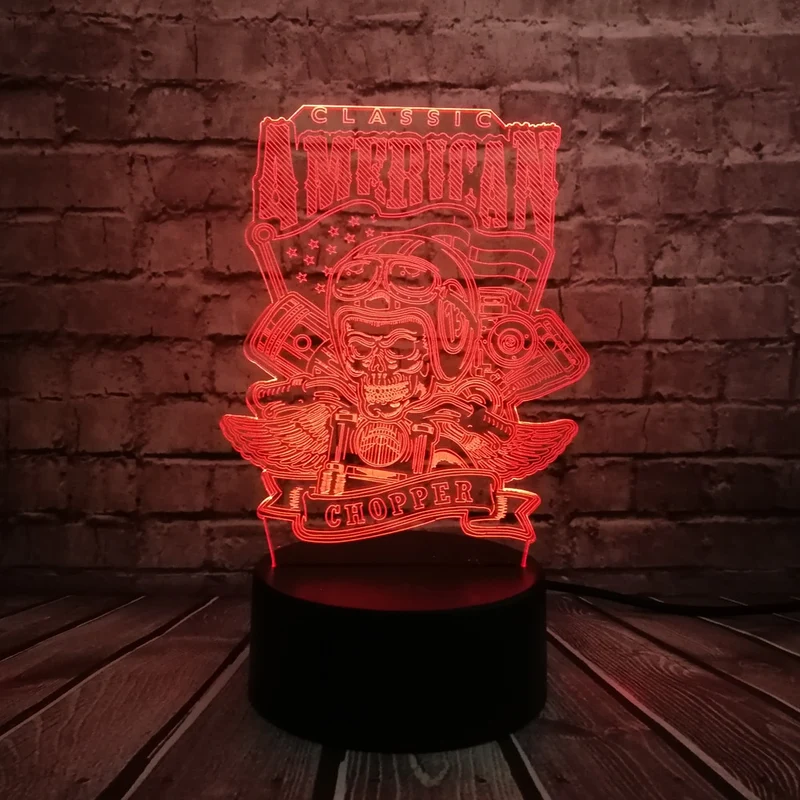 3D LED Lampe - American Chopper Motiv - Mit magischen Farbwechsel