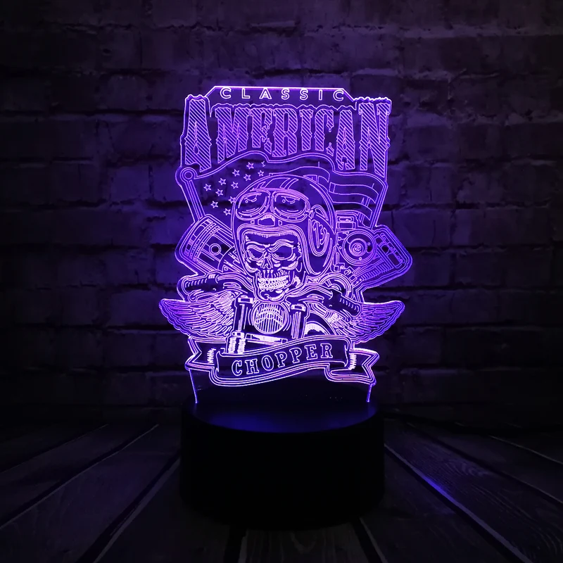 3D LED Lampe - American Chopper Motiv - Mit magischen Farbwechsel