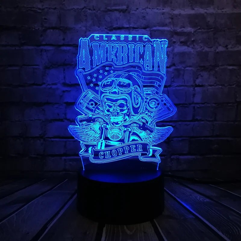 3D LED Lampe - American Chopper Motiv - Mit magischen Farbwechsel