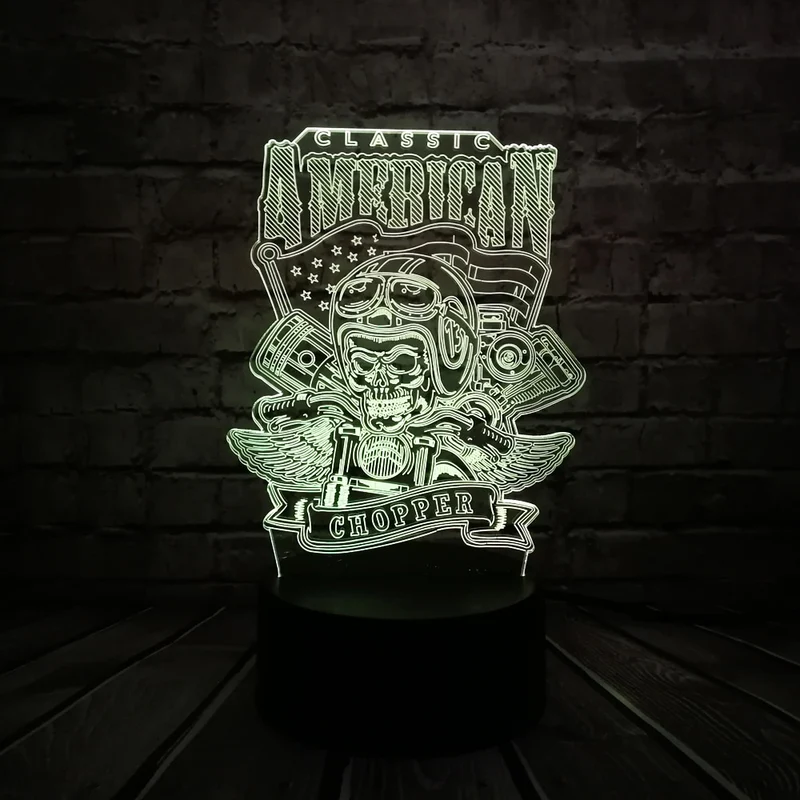 3D LED Lampe - American Chopper Motiv - Mit magischen Farbwechsel