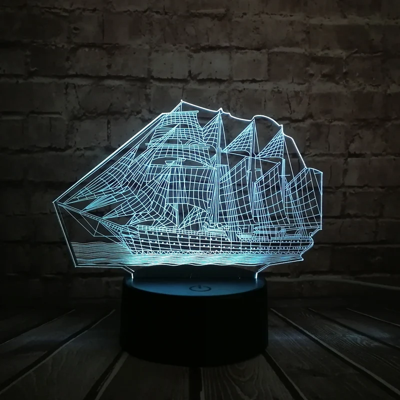 Segelschiff Lampe mit magischen 3D Effekt und Farbwechsel