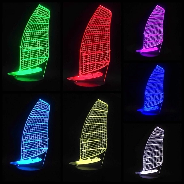 Segelschiff Lampe mit magischen 3D Effekt und Farbwechsel
