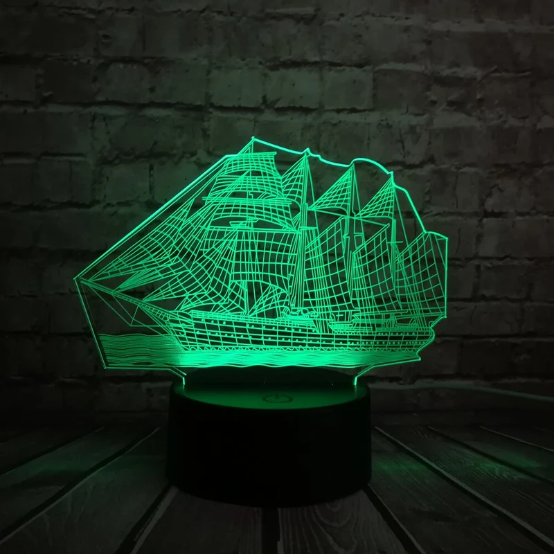 Segelschiff Lampe mit magischen 3D Effekt und Farbwechsel