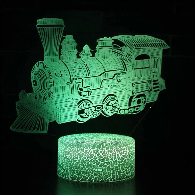 Nachttischlicht mit Dampflokomotive Motiv, 16 Farben und Fernbedienung