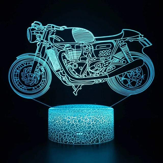 X-Game Motorrad Nachttischlicht mit Farbwechsel und 3D Effekt