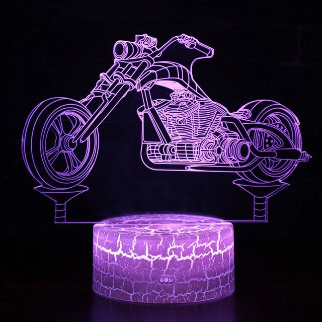 X-Game Motorrad Nachttischlicht mit Farbwechsel und 3D Effekt