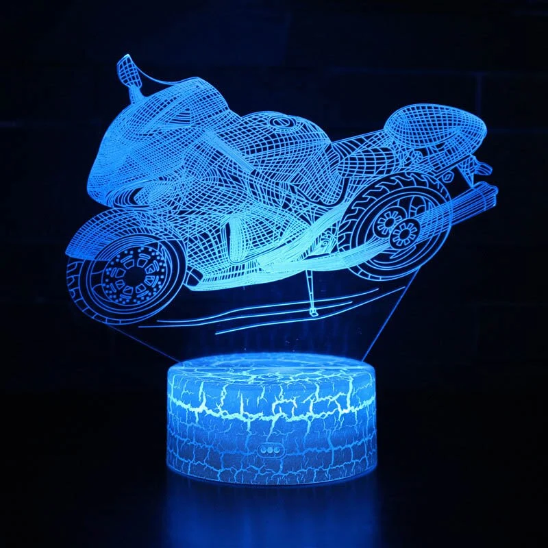 X-Game Motorrad Nachttischlicht mit Farbwechsel und 3D Effekt