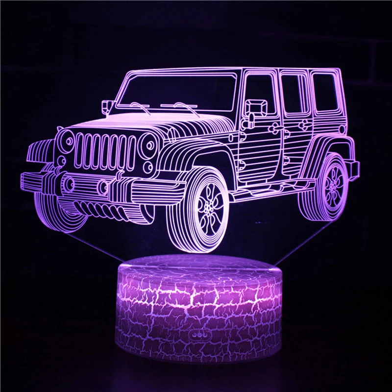 Nachttischlampe mit Jeep Motiv, Farbwechsel mit 16 Farben