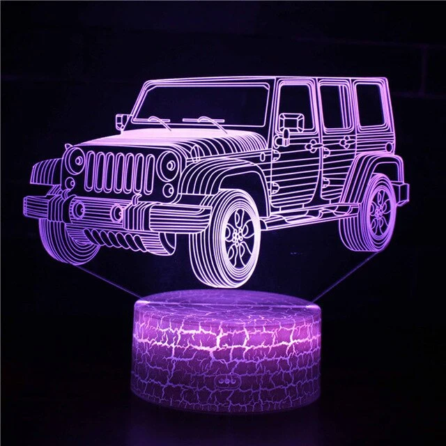 Nachttischlampe mit Jeep Motiv, Farbwechsel mit 16 Farben