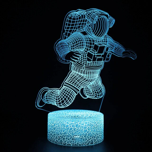 Nachttischlampe mit Astronaut Motiv, Farbwechsel und 3D Effekt