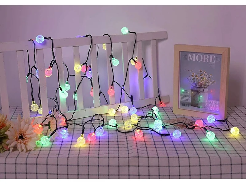 Solar LED Lichterkette 4,5 m mit 20 LEDs – Mehrfarbig, 8 Leuchtmodi, IP44 für Garten, Balkon & Terrasse