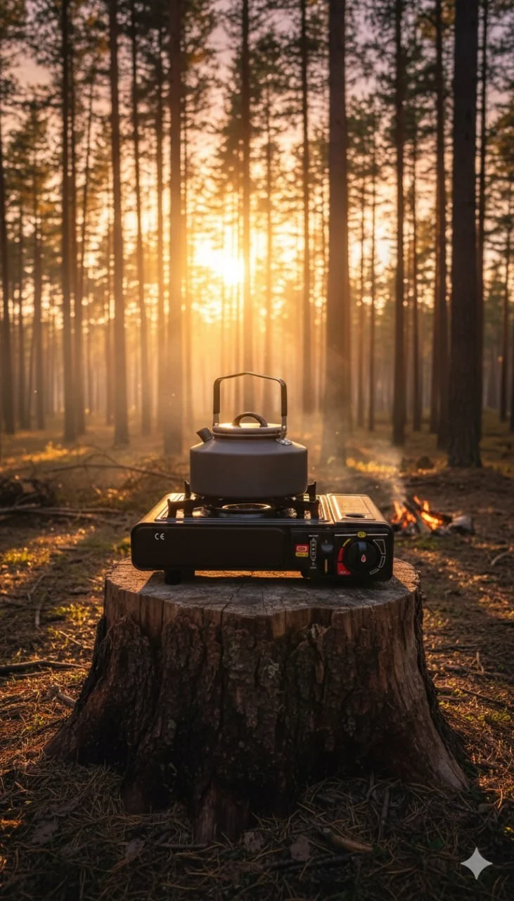 Camping Gaskocher Set 4x Gas Kartusche + 1 Kocher mit Koffer