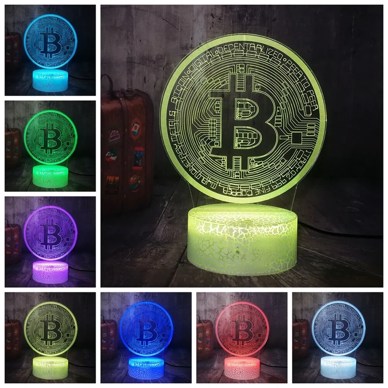 Bitcoin 3D LED Licht Lampe Nachtlicht mit Farbwechsel
