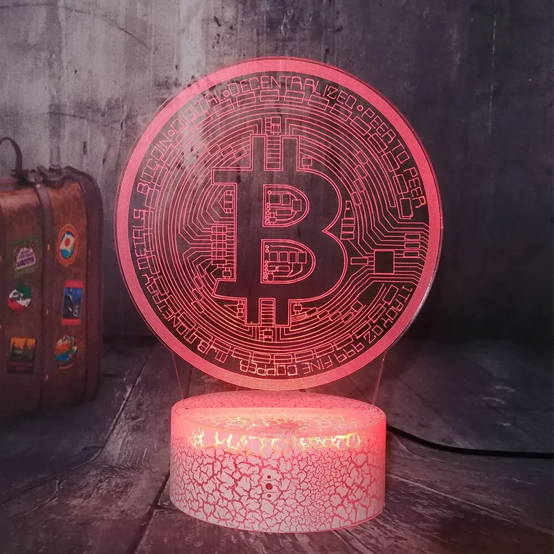 Bitcoin 3D LED Licht Lampe Nachtlicht mit Farbwechsel