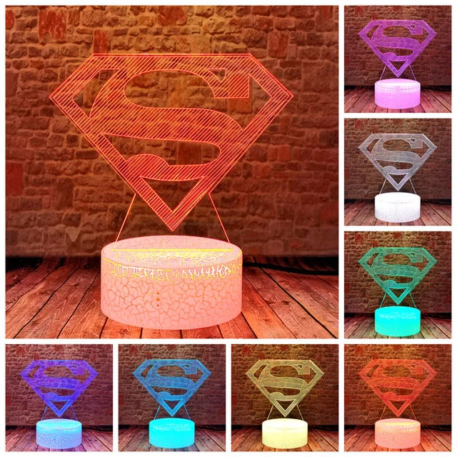 Batman, Superman, Wonderwoman Logo als Nachtlicht