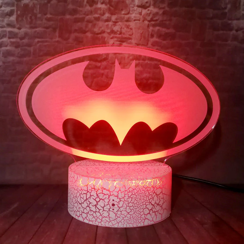 Batman, Superman, Wonderwoman Logo als Nachtlicht