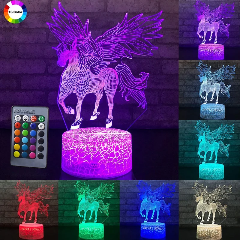 Einhorn Nachtlicht, Nachtlampe, Lampe mit Einhorn Motiven und Farbwechsel